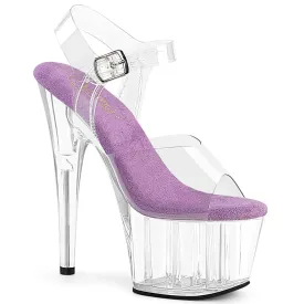 Adore-708 Clear-Lavender/White, 7" Heels