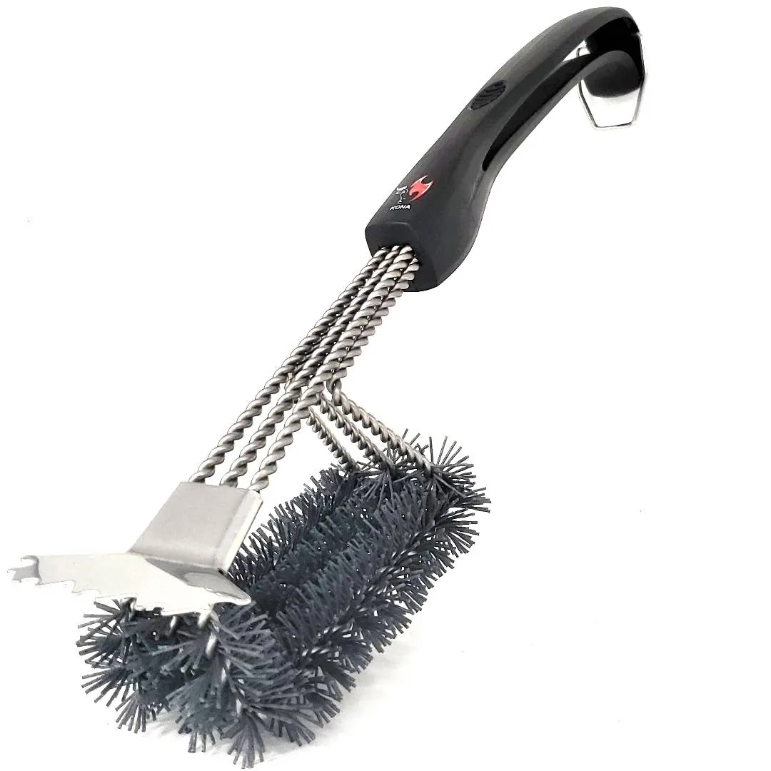 Safe/Clean Ceramic Nylon Grill Brush with Scraper - Metal Bristle Free