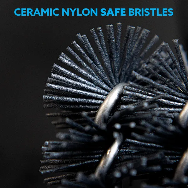 Safe/Clean Ceramic Nylon Grill Brush with Scraper - Metal Bristle Free