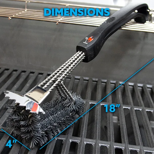 Safe/Clean Ceramic Nylon Grill Brush with Scraper - Metal Bristle Free