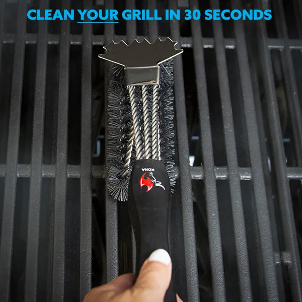 Safe/Clean Ceramic Nylon Grill Brush with Scraper - Metal Bristle Free