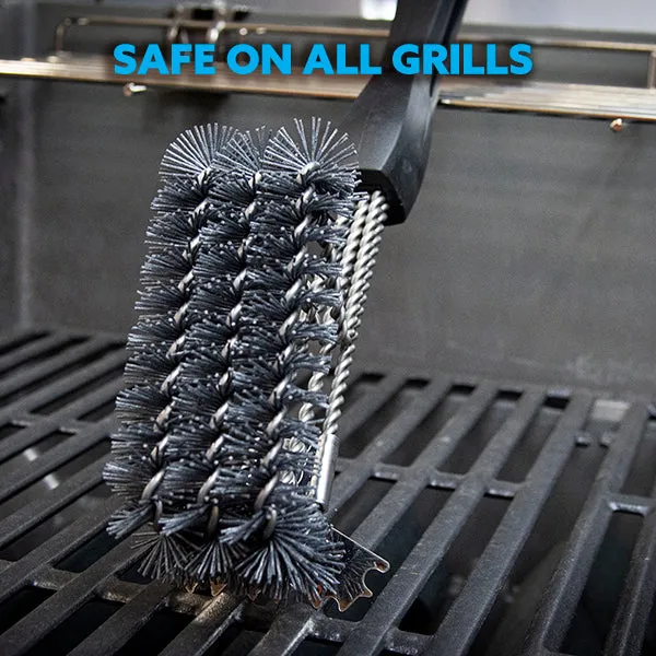 Safe/Clean Ceramic Nylon Grill Brush with Scraper - Metal Bristle Free