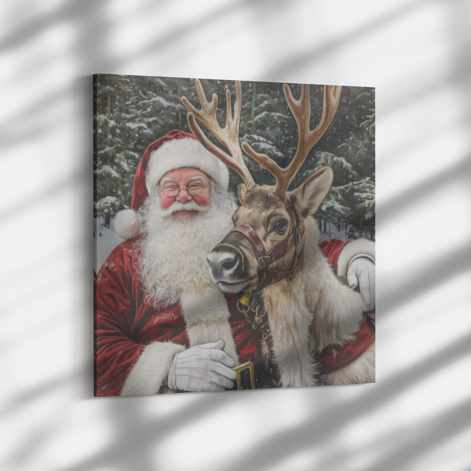 Santa Art - Santa and Prancer
