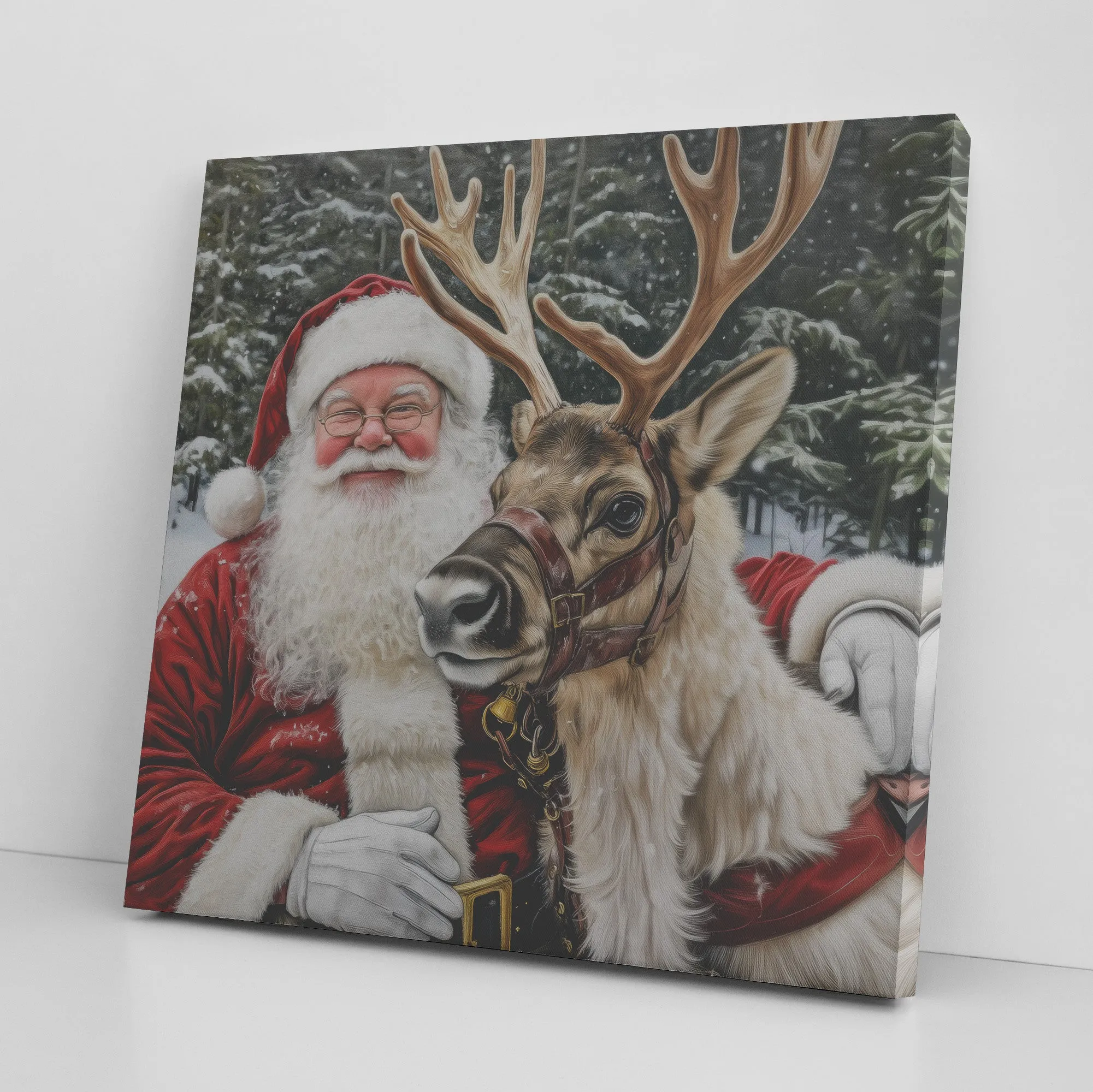 Santa Art - Santa and Prancer