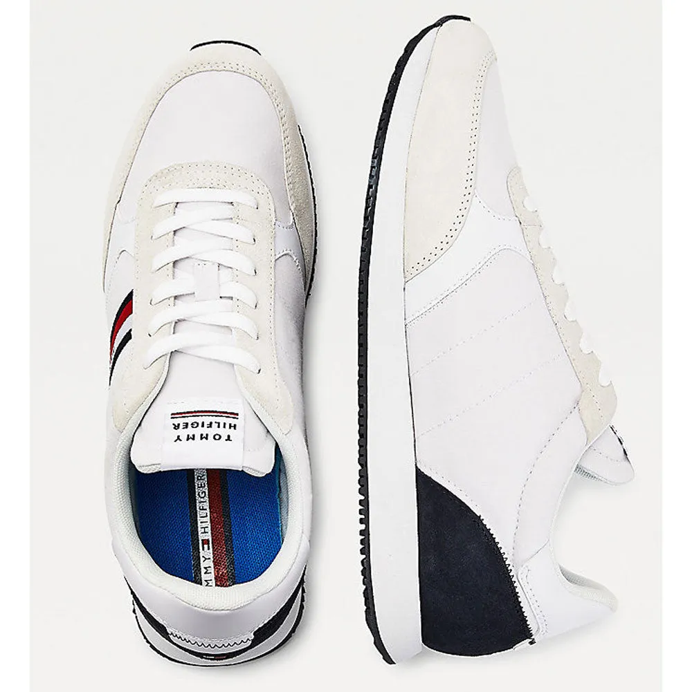 Scarpe Uomo TOMMY HILFIGER Sneakers Running linea Mix Stripes in Tessuto Bianco