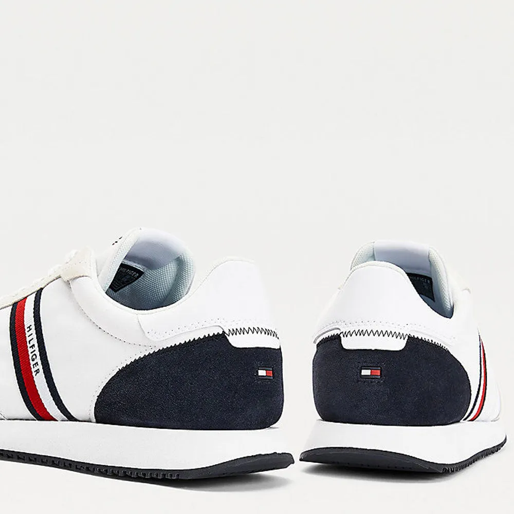 Scarpe Uomo TOMMY HILFIGER Sneakers Running linea Mix Stripes in Tessuto Bianco