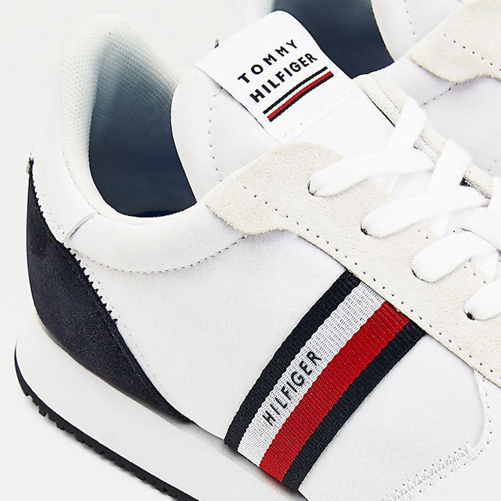 Scarpe Uomo TOMMY HILFIGER Sneakers Running linea Mix Stripes in Tessuto Bianco