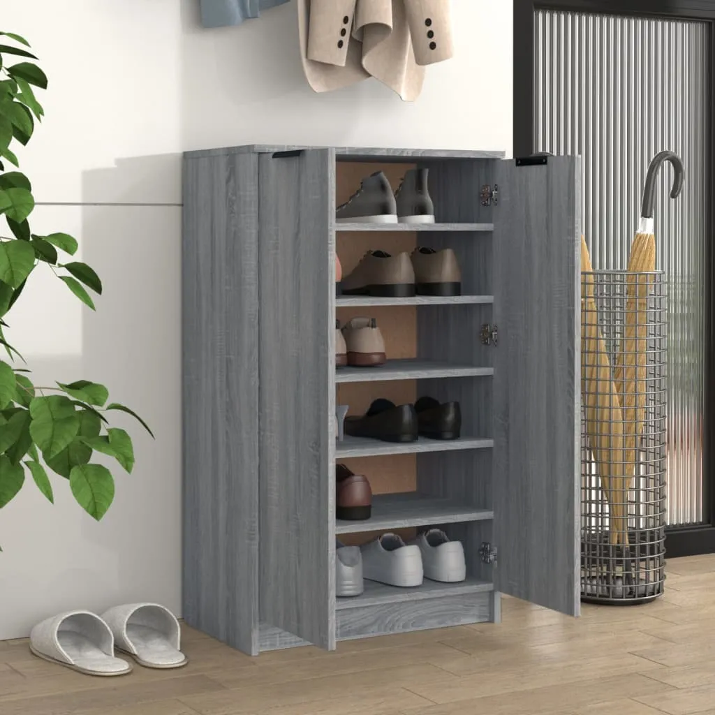 Shoe Cabinet Grey Sonoma 59x35x100 cm Engineered Wood
