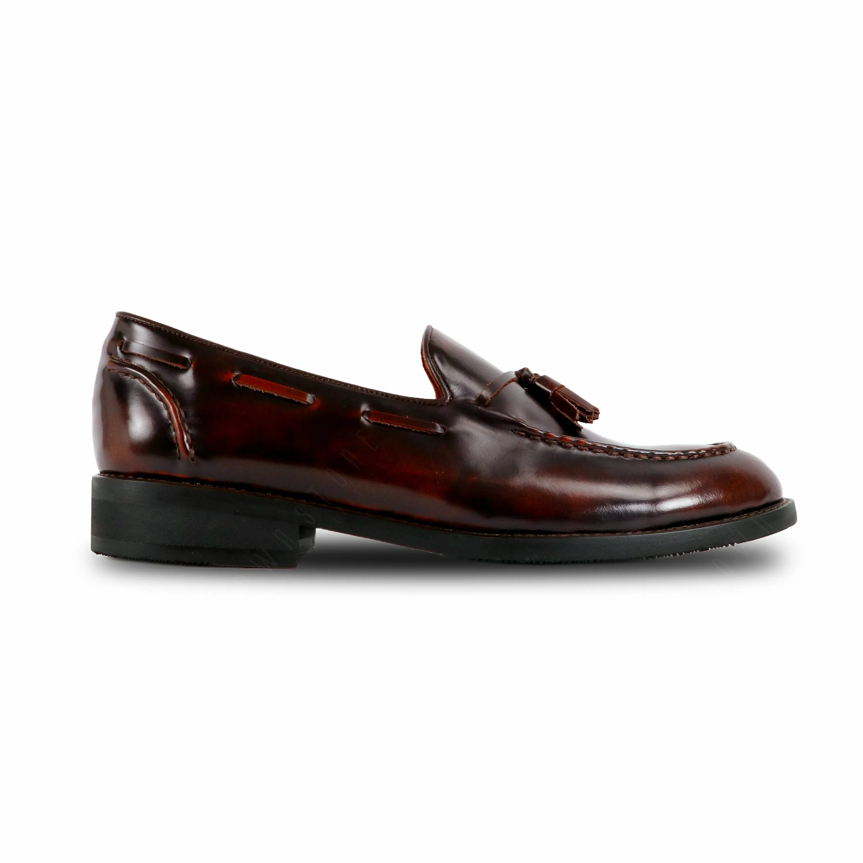 VELVET TASSEL LOAFERS MOC TOE BURGUNDY